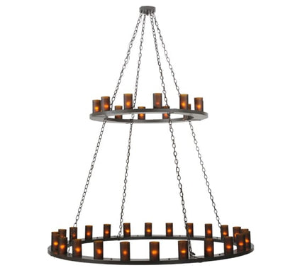 Loxley 36 Light 72" Wide Pillar Candle Style Chandelier with Amber Glass Shades - Timeless Bronze Finish