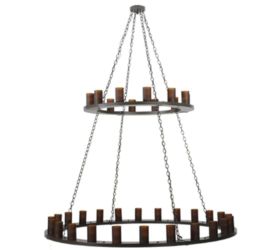 Loxley 36 Light 72" Wide Pillar Candle Style Chandelier with Amber Glass Shades - Timeless Bronze Finish