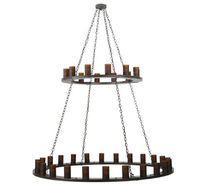 Loxley 36 Light 72" Wide Pillar Candle Style Chandelier with Amber Glass Shades - Timeless Bronze Finish