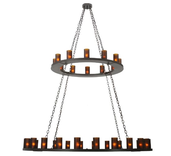 Loxley 36 Light 72" Wide Pillar Candle Style Chandelier with Amber Glass Shades - Timeless Bronze Finish