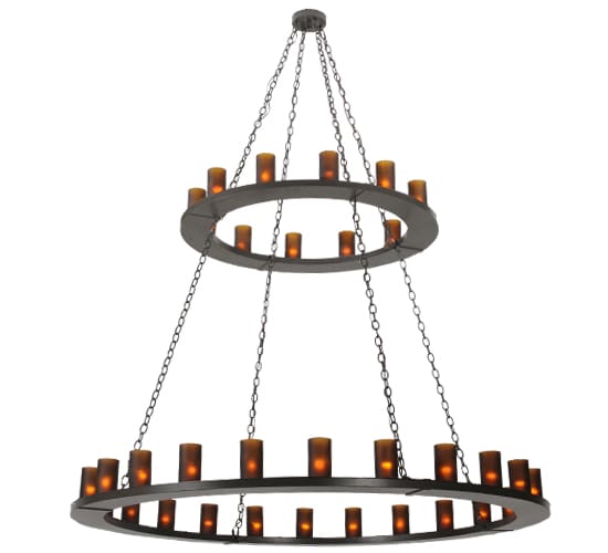 Loxley 36 Light 72" Wide Pillar Candle Style Chandelier with Amber Glass Shades - Timeless Bronze Finish