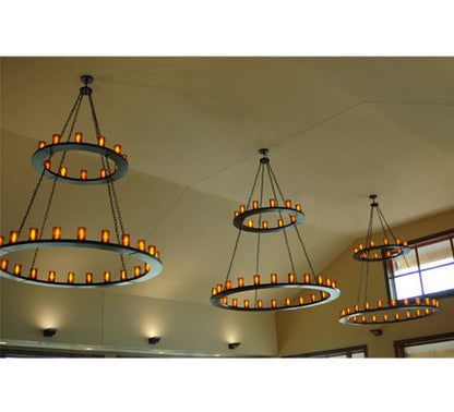 Loxley 36 Light 72" Wide Pillar Candle Style Chandelier with Amber Glass Shades - Timeless Bronze Finish