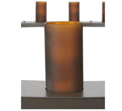 Loxley 36 Light 72" Wide Pillar Candle Style Chandelier with Amber Glass Shades - Timeless Bronze Finish