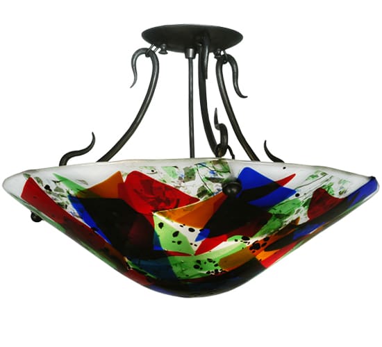 Metro Fusion 2 Light 18" Wide Semi-Flush Bowl Ceiling Fixture - Black Finish