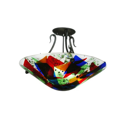 Metro Fusion 2 Light 18" Wide Semi-Flush Bowl Ceiling Fixture - Black Finish