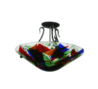 Metro Fusion 2 Light 18" Wide Semi-Flush Bowl Ceiling Fixture - Black Finish