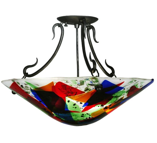 Metro Fusion 2 Light 18" Wide Semi-Flush Bowl Ceiling Fixture - Black Finish