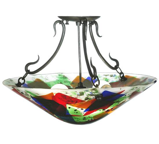 Metro Fusion 2 Light 18" Wide Semi-Flush Bowl Ceiling Fixture - Black Finish