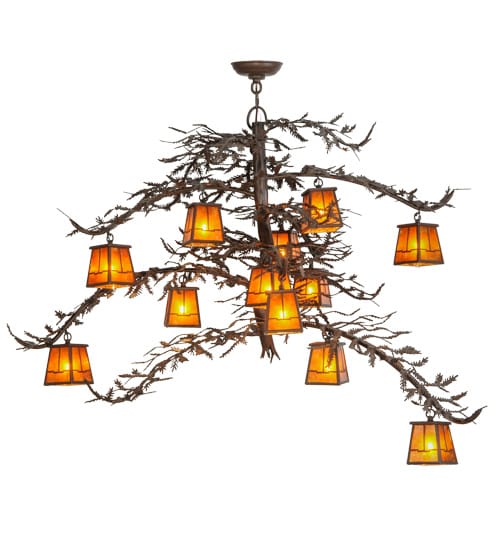 Pine Branch Valley View 12 Light 48" Wide Chandelier - Cafe-Noir Finish