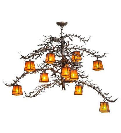 Pine Branch Valley View 12 Light 48" Wide Chandelier - Cafe-Noir Finish