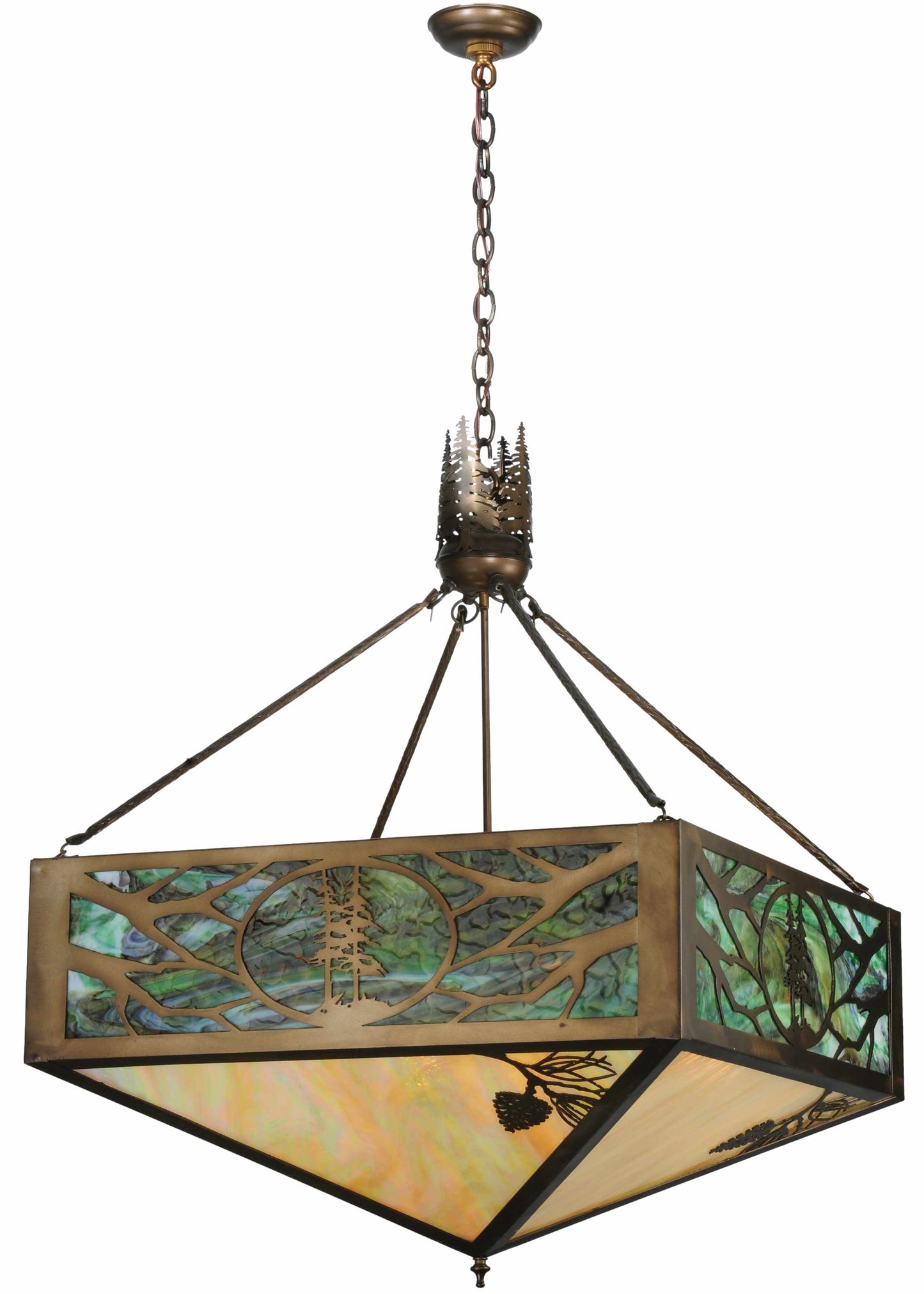 28.25" Square Balsam Pine Tree Inverted Pendant