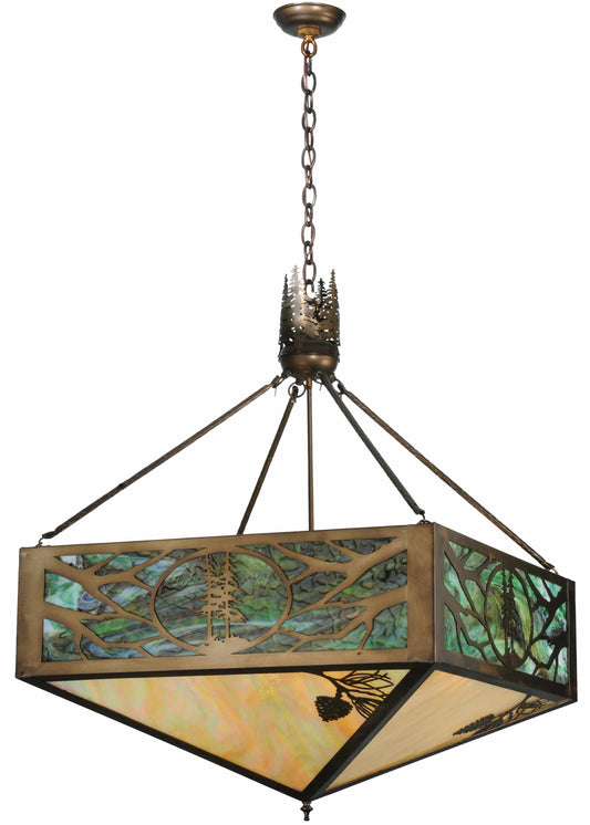 28.25" Square Balsam Pine Tree Inverted Pendant