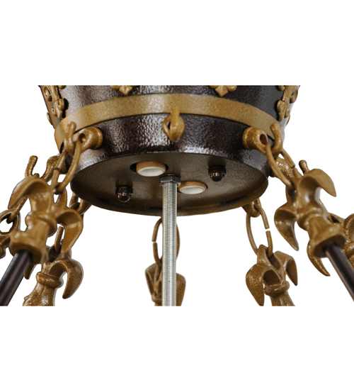 Fleur-de-lis 4 Light 28" Wide Semi-Flush Bowl Ceiling Fixture - Copper Vein Bake / Nu Gold Finish