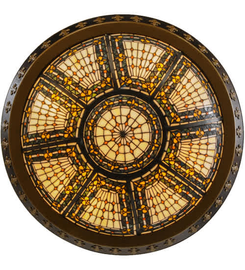 Fleur-de-lis 4 Light 28" Wide Semi-Flush Bowl Ceiling Fixture - Copper Vein Bake / Nu Gold Finish