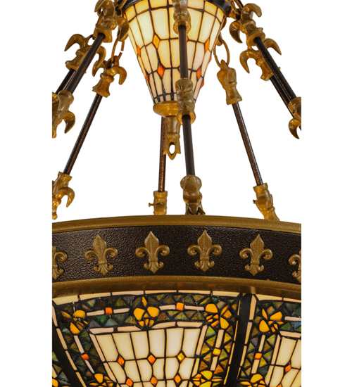 Fleur-de-lis 4 Light 28" Wide Semi-Flush Bowl Ceiling Fixture - Copper Vein Bake / Nu Gold Finish