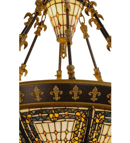 Fleur-de-lis 4 Light 28" Wide Semi-Flush Bowl Ceiling Fixture - Copper Vein Bake / Nu Gold Finish