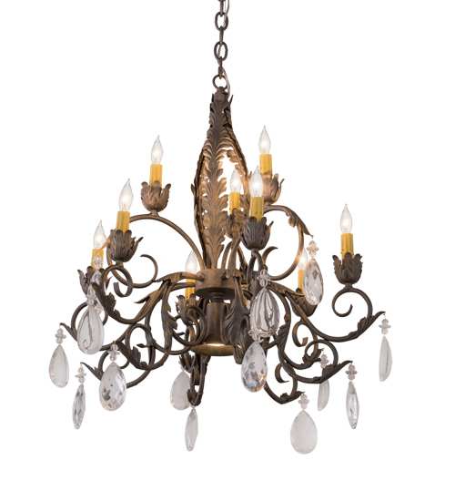 New Country French 9 Light 26" Wide Crystal Candle Style Chandelier