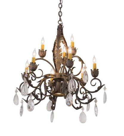 New Country French 9 Light 26" Wide Crystal Candle Style Chandelier