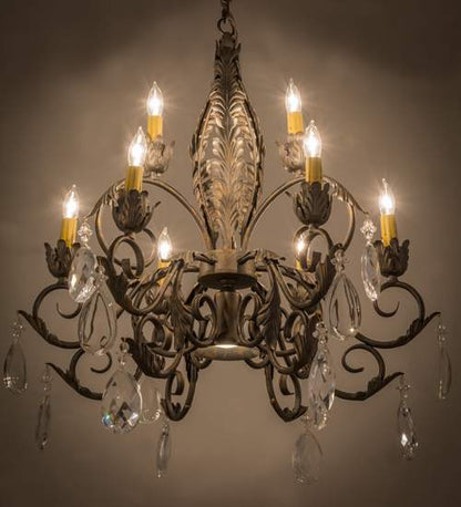 New Country French 9 Light 26" Wide Crystal Candle Style Chandelier