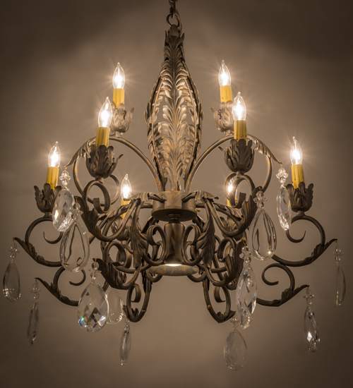 New Country French 9 Light 26" Wide Crystal Candle Style Chandelier