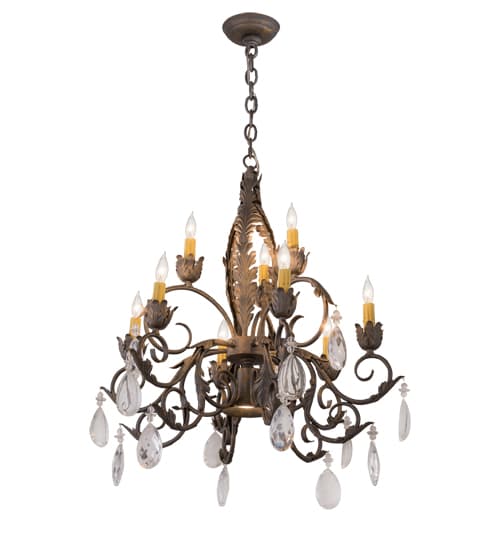 New Country French 9 Light 26" Wide Crystal Candle Style Chandelier