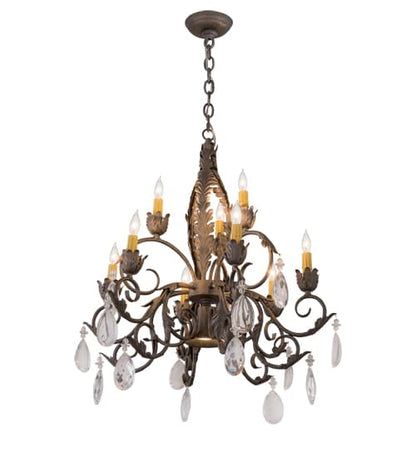 New Country French 9 Light 26" Wide Crystal Candle Style Chandelier