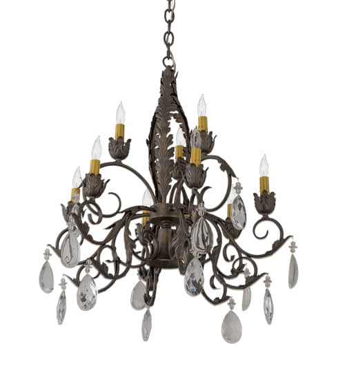 New Country French 9 Light 26" Wide Crystal Candle Style Chandelier