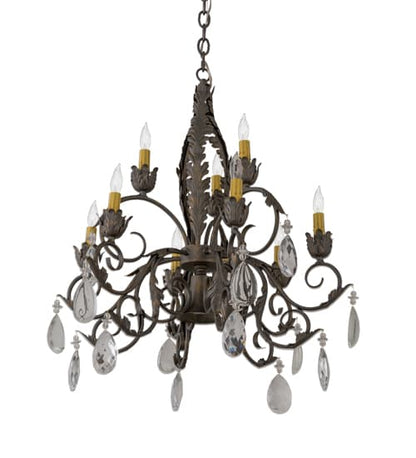 New Country French 9 Light 26" Wide Crystal Candle Style Chandelier