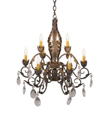New Country French 9 Light 26" Wide Crystal Candle Style Chandelier