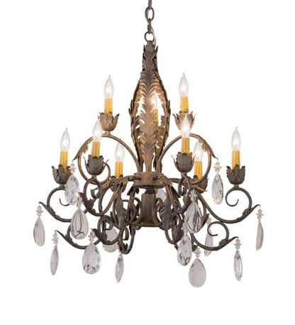 New Country French 9 Light 26" Wide Crystal Candle Style Chandelier