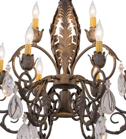 New Country French 9 Light 26" Wide Crystal Candle Style Chandelier