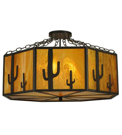 Southwest 8 Light 28" Wide Semi-Flush Drum Ceiling Fixture