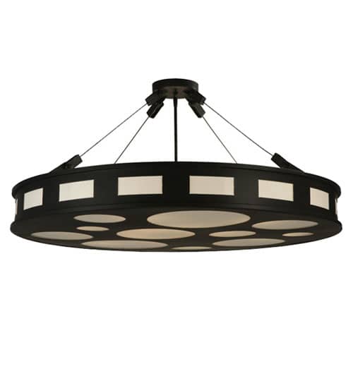 Geo 12 Light 42" Wide Semi-Flush Drum Ceiling Fixture - Blackwash Finish