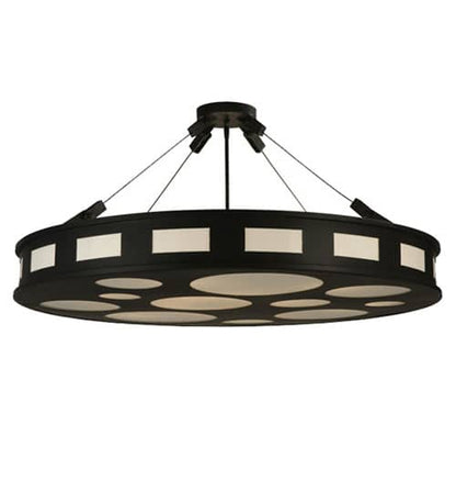 Geo 12 Light 42" Wide Semi-Flush Drum Ceiling Fixture - Blackwash Finish