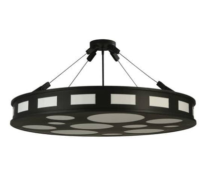Geo 12 Light 42" Wide Semi-Flush Drum Ceiling Fixture - Blackwash Finish
