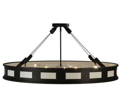 Geo 12 Light 42" Wide Semi-Flush Drum Ceiling Fixture - Blackwash Finish