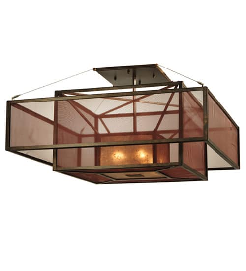 Quadrato Umador 4 Light 51" Wide Semi-Flush Square Ceiling Fixture - Gilded Tobacco Finish