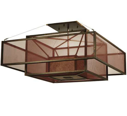 Quadrato Umador 4 Light 51" Wide Semi-Flush Square Ceiling Fixture - Gilded Tobacco Finish