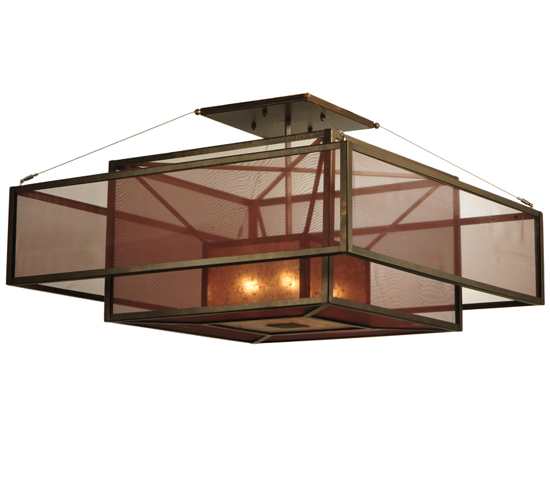 Quadrato Umador 4 Light 51" Wide Semi-Flush Square Ceiling Fixture - Gilded Tobacco Finish