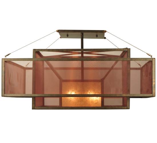 Quadrato Umador 4 Light 51" Wide Semi-Flush Square Ceiling Fixture - Gilded Tobacco Finish