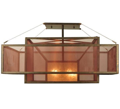 Quadrato Umador 4 Light 51" Wide Semi-Flush Square Ceiling Fixture - Gilded Tobacco Finish