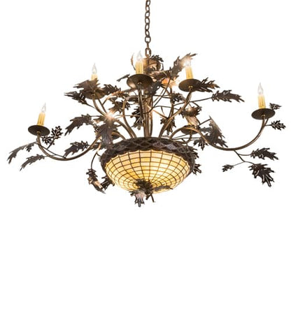 Greenbriar Oak 11 Light 42" Wide Taper Candle Style Chandelier