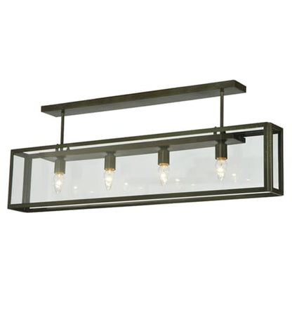 Affinity 4 Light 47" Wide Semi-Flush Ceiling Fixture - Weathered Brass Finish