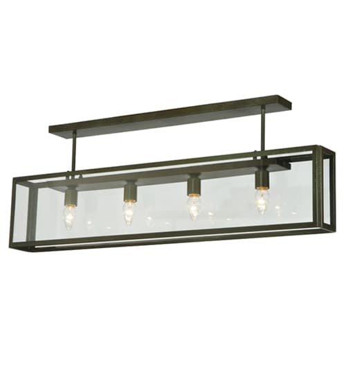 Affinity 4 Light 47" Wide Semi-Flush Ceiling Fixture - Weathered Brass Finish