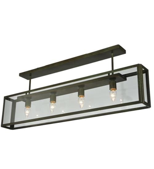 Affinity 4 Light 47" Wide Semi-Flush Ceiling Fixture - Weathered Brass Finish