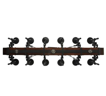 Tudor 15 Light 60" Wide Pillar Candle Style Chandelier with Green Jadestone Shades- Wrought Iron Finish