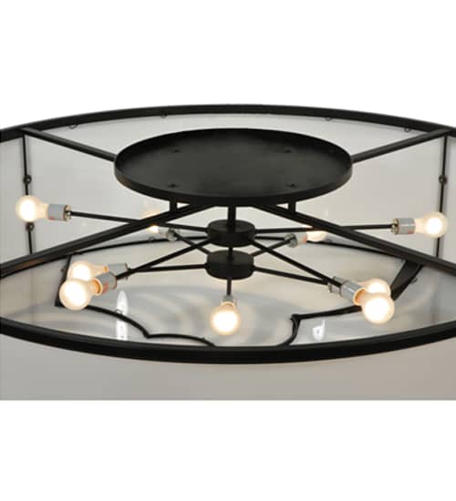 Nautilus 10 Light 60" Wide Flush Mount Drum Ceiling Fixture - Antique Iron Gate Finish