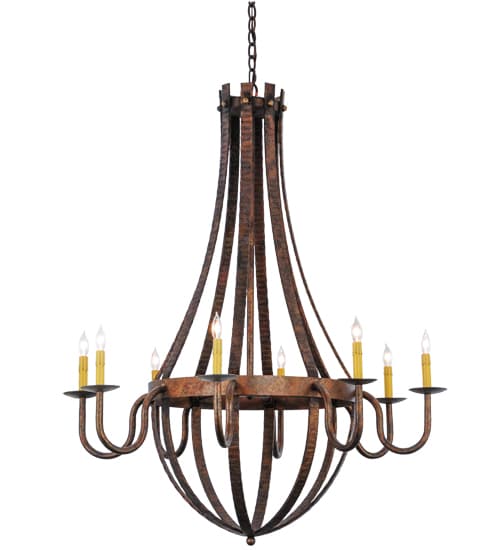 Barrel Stave Madera 8 Light 42" Wide Taper Candle Style Chandelier - Rococo Finish