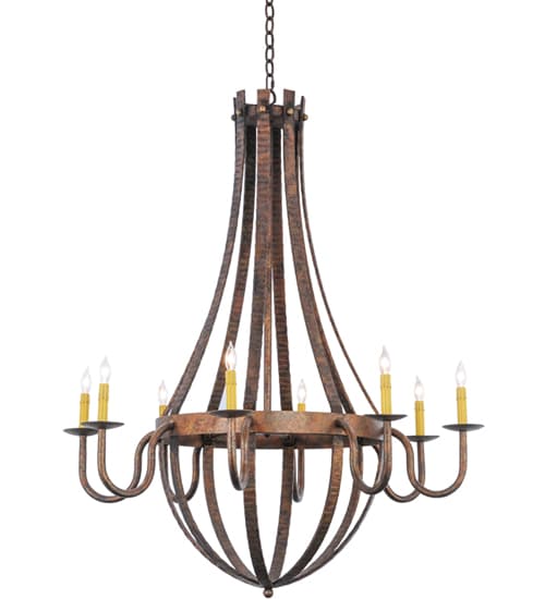 Barrel Stave Madera 8 Light 42" Wide Taper Candle Style Chandelier - Rococo Finish
