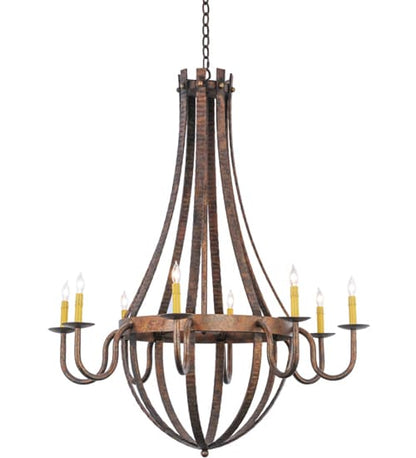Barrel Stave Madera 8 Light 42" Wide Taper Candle Style Chandelier - Rococo Finish